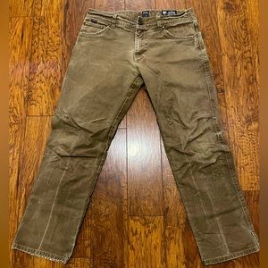 Kuhl Ryder Full Fit Pants. Dark Khaki in color, 35 waist, 32 length